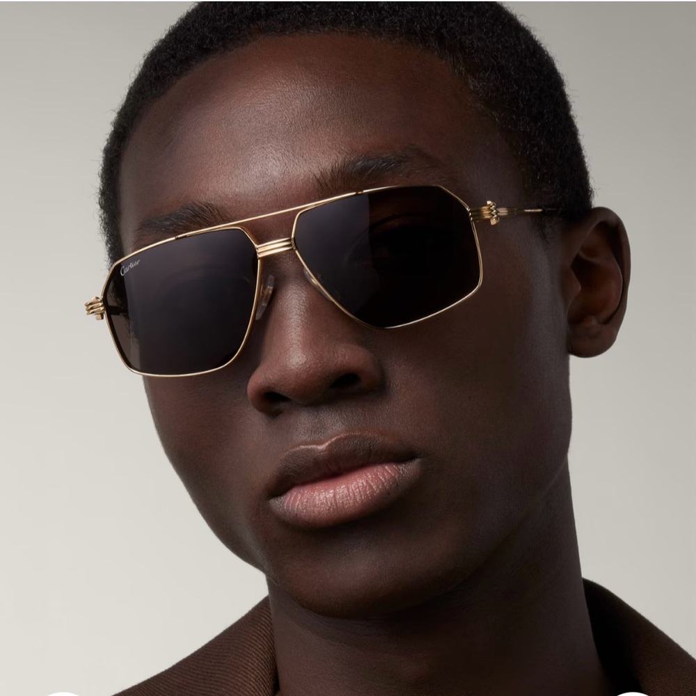 Cartier Men's Metal Aviator Sunglasses - Picture 3 of 9